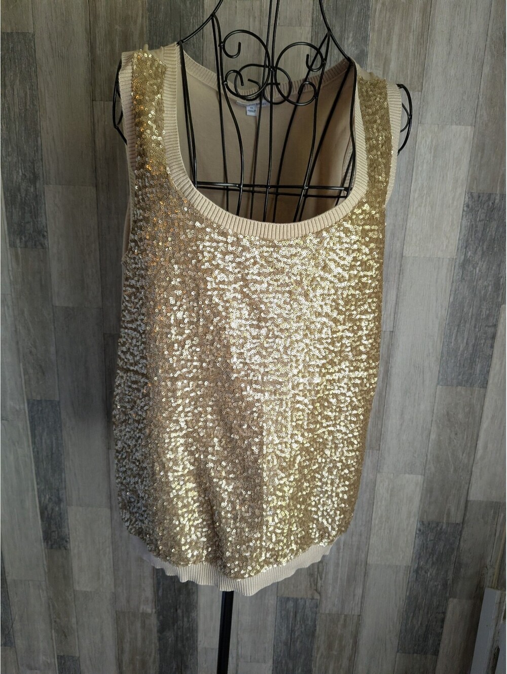 Calvin Klein Silk blend Glitter top Pre Owned XL